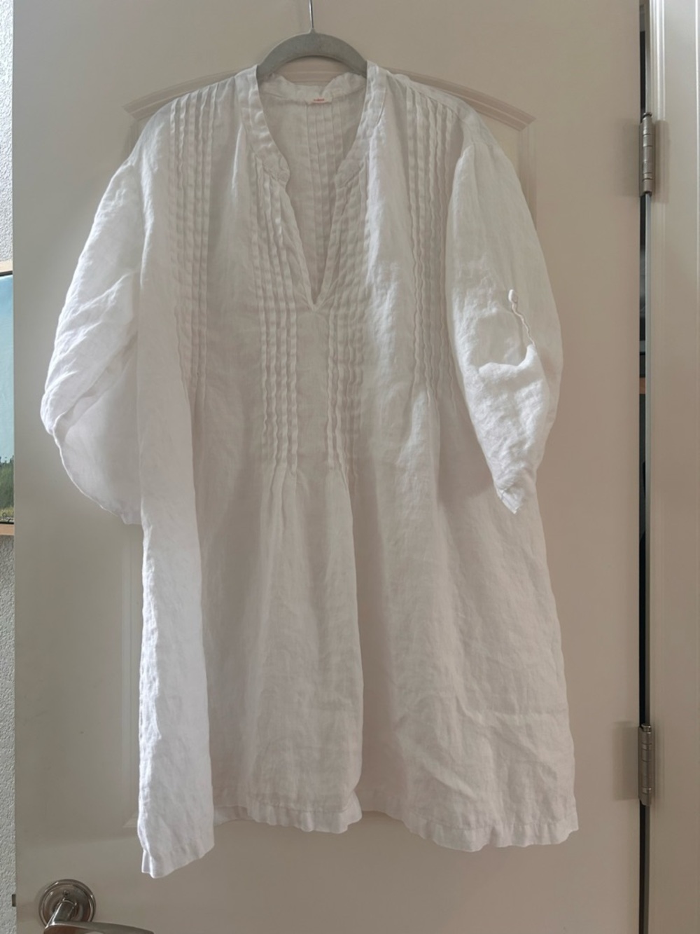 Dolma 100% Linen Pintucked Tunic with roll up sleeves. Coastal. Beach. EUC. XL - Picture 5 of 12